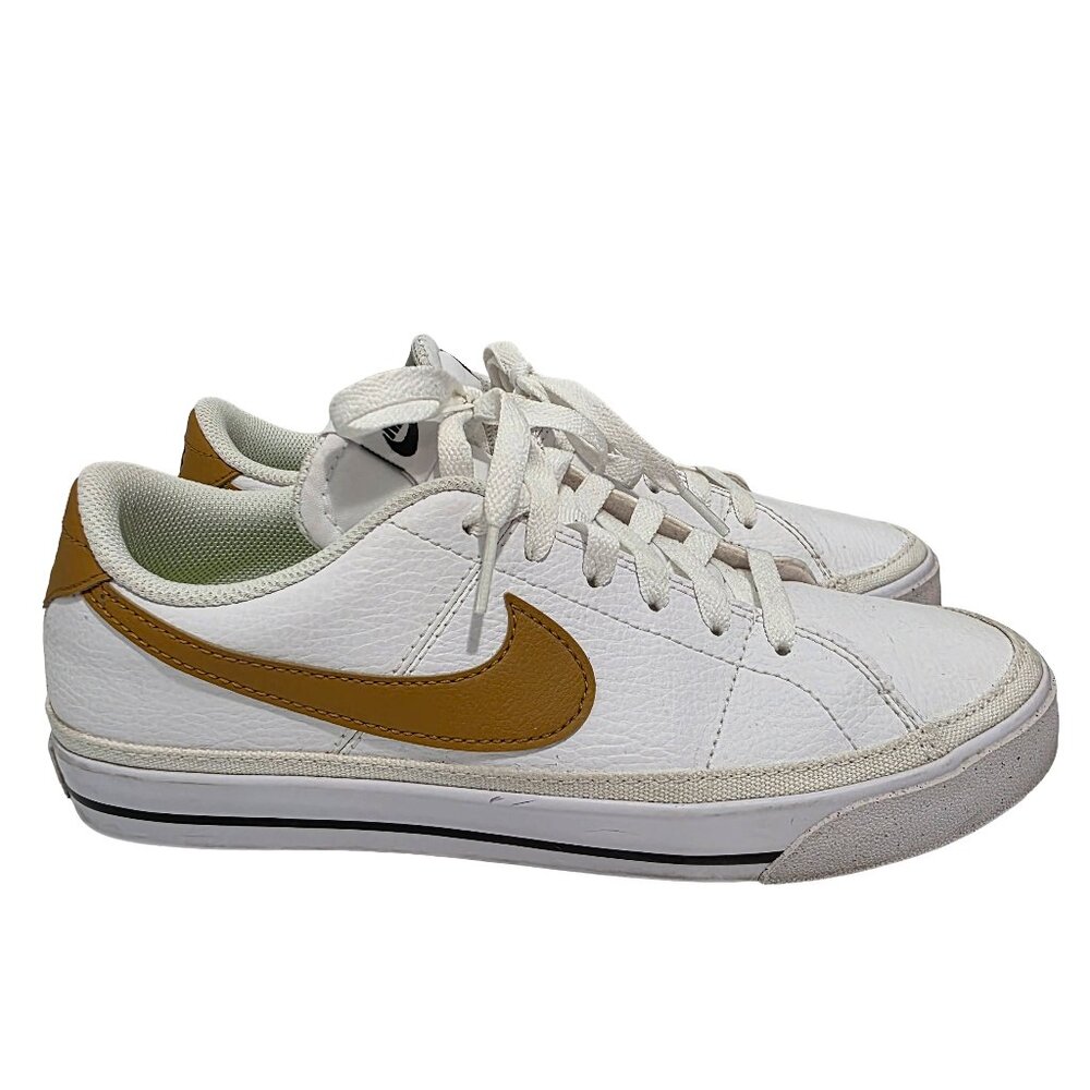 NIKE Court Legacy Next Nature White Gold Low-Top Sneaker Shoes Womens Size 9 EUC